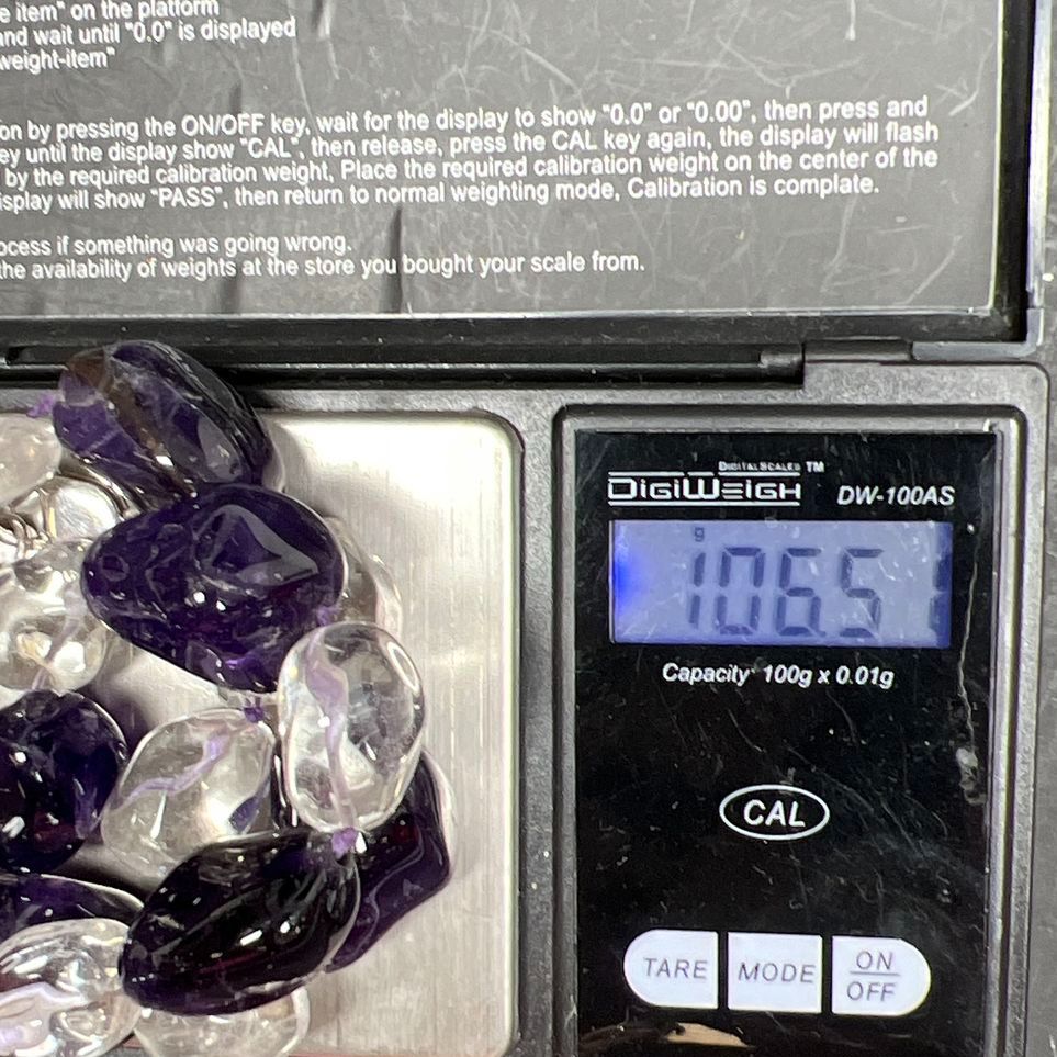 Large Purple and Clear Semi-Precious Stone Beaded Necklace