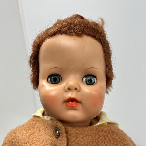 Vintage 1950s Baby Doll Sleep Eyes Rooted Hair w/ 2 Outfits Mid Century Toy
