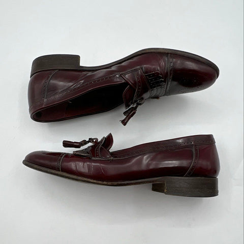 Mario Bruni Burgundy Leather Kiltie Tassel Wingtip Brogue Loafers Men's Size 8M