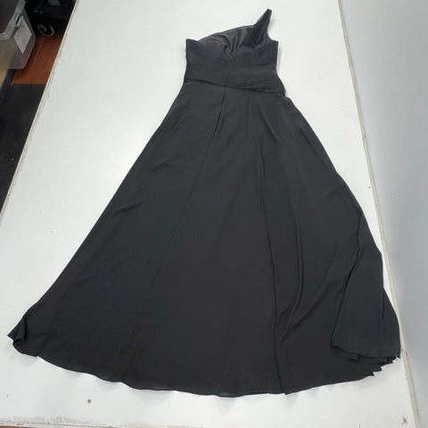 WHITE by Vera Wang VW360454 Black One Shoulder Ruched Gown Dress Women's Size 8