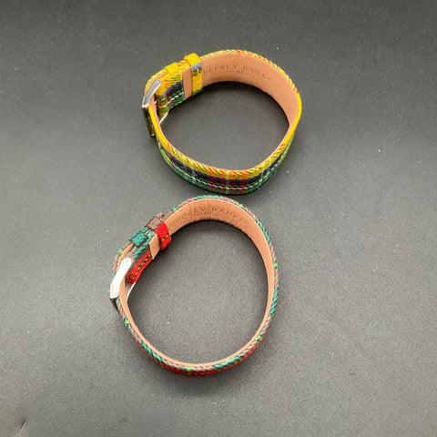 Jeffrey Banks Home Tartan Watch Bands Set 2 Red Yellow Plaid Leather Backing