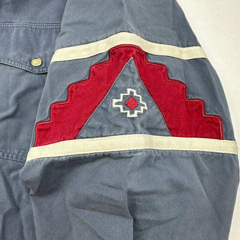 Wrangler Men's Red Blue Colorblock Southwest Geometric Western Snap Shirt Sz XXL