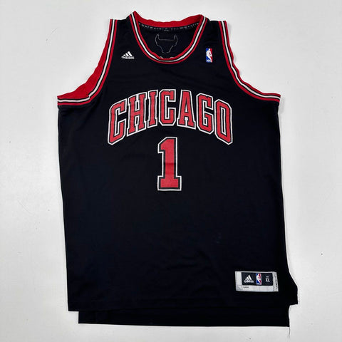 Vintage 2012 Chicago Bulls Derrick Rose #1 Adidas NBA Jersey Black Sz XL