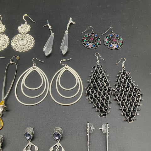 Boho Modern Costume Earrings Lot 16 Pairs Geometric Statement Drop Stud