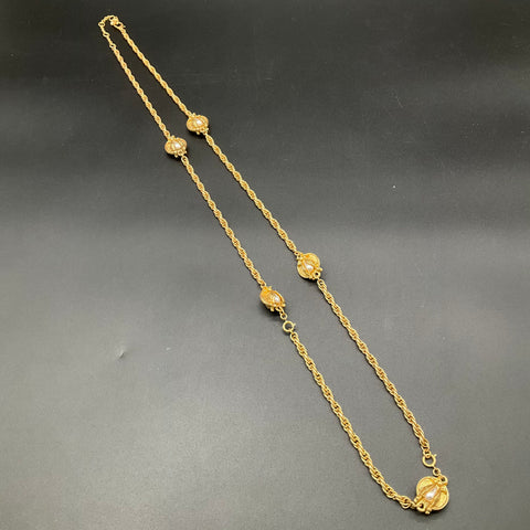 Cabi The Buzz Gold Tone Bee Scarab Convertible Chain Necklace Faux Pearl 46"