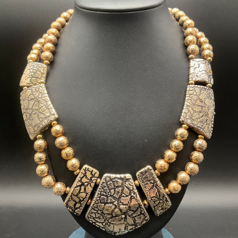 Vintage Gold Tone Costume Jewelry Lot 5 Necklaces Tassel Enamel Rhinestone