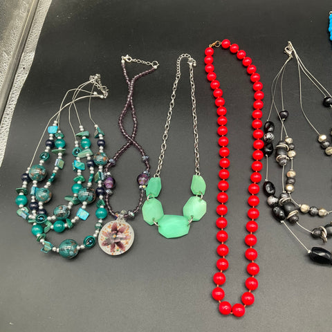Vintage & Modern Costume Jewelry Lot of 10 Necklaces Beads Pendants