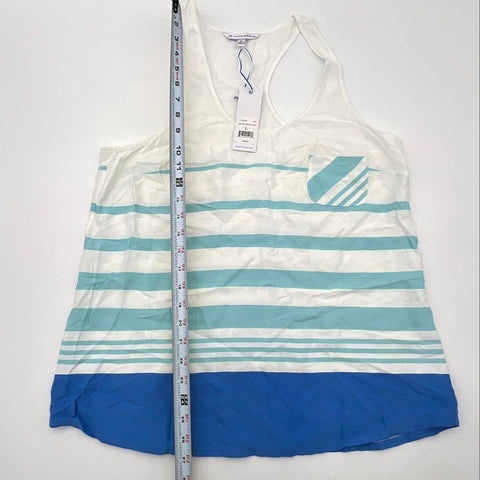 Southern Tide Women's Pool Blue Striped Racerback Tank Top Pocket Sz L NWT
