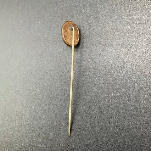 Antique Red Slag Glass Cabochon Stick Pin Gold Tone Victorian Style 2.5"