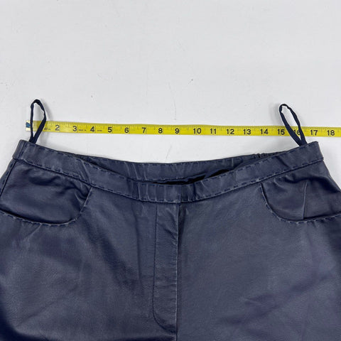 Terry Lewis Women's Navy Blue Genuine Leather Straight Leg Pants Size 18