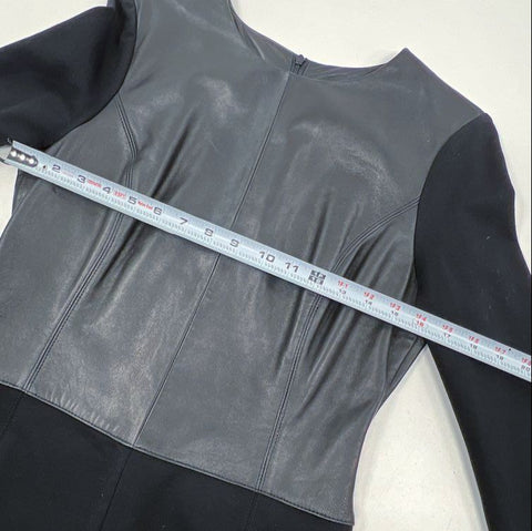 Antonio Melani Women's Kee Black Leather Bodice Long Sleeve Sheath Dress Sz 6