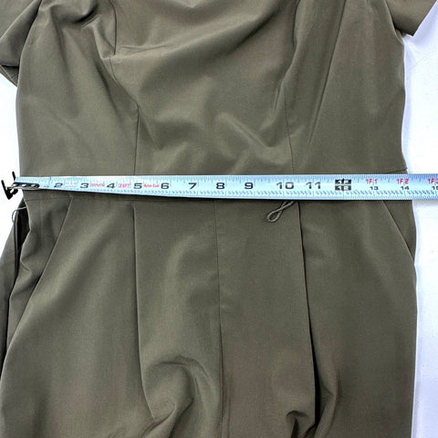 Calvin Klein Women's Olive Green Flutter Sleeve Belted Jumpsuit Size 4