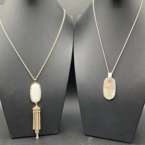 Kendra Scott Lot of 2 Necklaces Gold Tone Tassel & Silver Tone Mother of Pearl