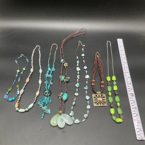 Boho Beaded and Cord Eclectic Statement Necklace Jewelry Lot of 7 Pieces