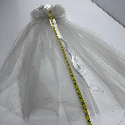 Vintage 80s Clara's Fashions Wedding Veil Lace Pillbox Cap Made in USA Sz OS