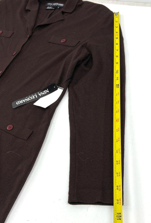 Vintage 90s Nina Leonard Wool Blend Knit Duster Shirtdress Sz M NWT