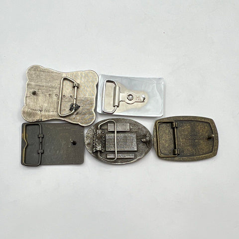 Vintage Lot 5 Belt Buckles Iowa Centennial Old Gold Cigarette Veterans Memorial