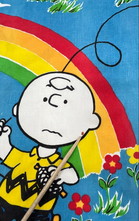 Vintage Peanuts Snoopy Linens Lot 3pc Pillowcases Curtains 1970s 1971 Schulz