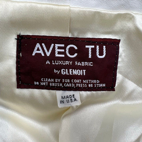 Vintage 70s Avec Tu White Gray Striped Glenoit Faux Fur Coat Jacket Women's