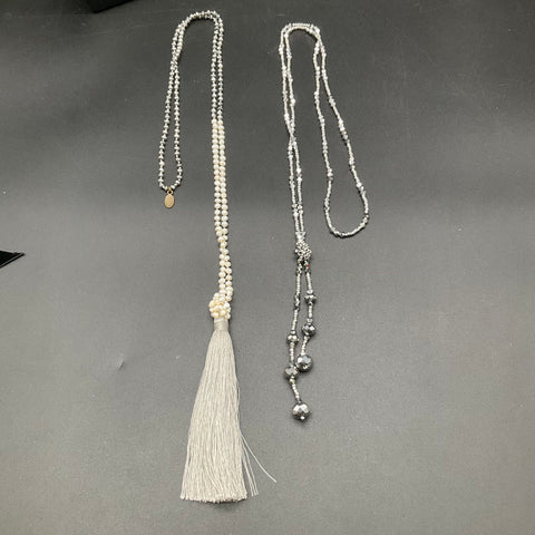 Modern Fashion Jewelry Lot 15pc Gunmetal Gray Black Faux Pearl Bead Necklaces