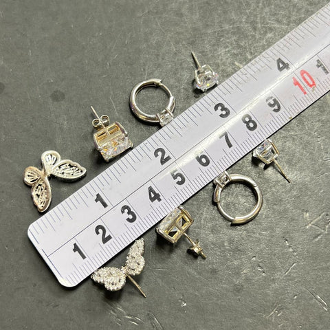 925 Sterling Silver Clear Stone Earrings 15.23g