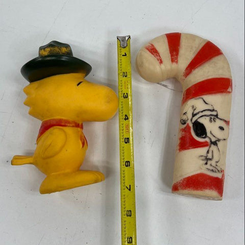 Vintage Snoopy Peanuts Toy Lot 5pc Squeaker Figure Funstraws 1970s 80s UFS