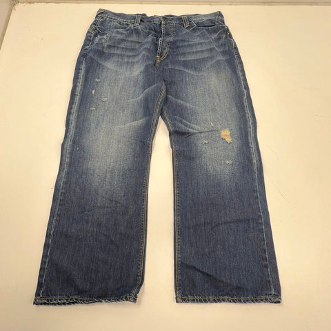 Ed Hardy Y2K Blue Distressed Relaxed Fit Button Fly Jeans Men's 42x32
