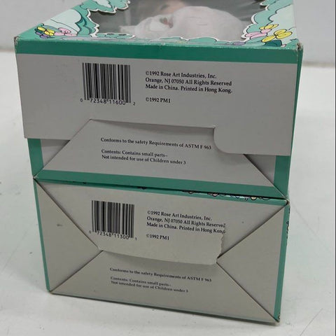 Vintage 1992 RoseArt Precious Moments Dolls Lot of 2 Bride & Pink Dress 9" NIB