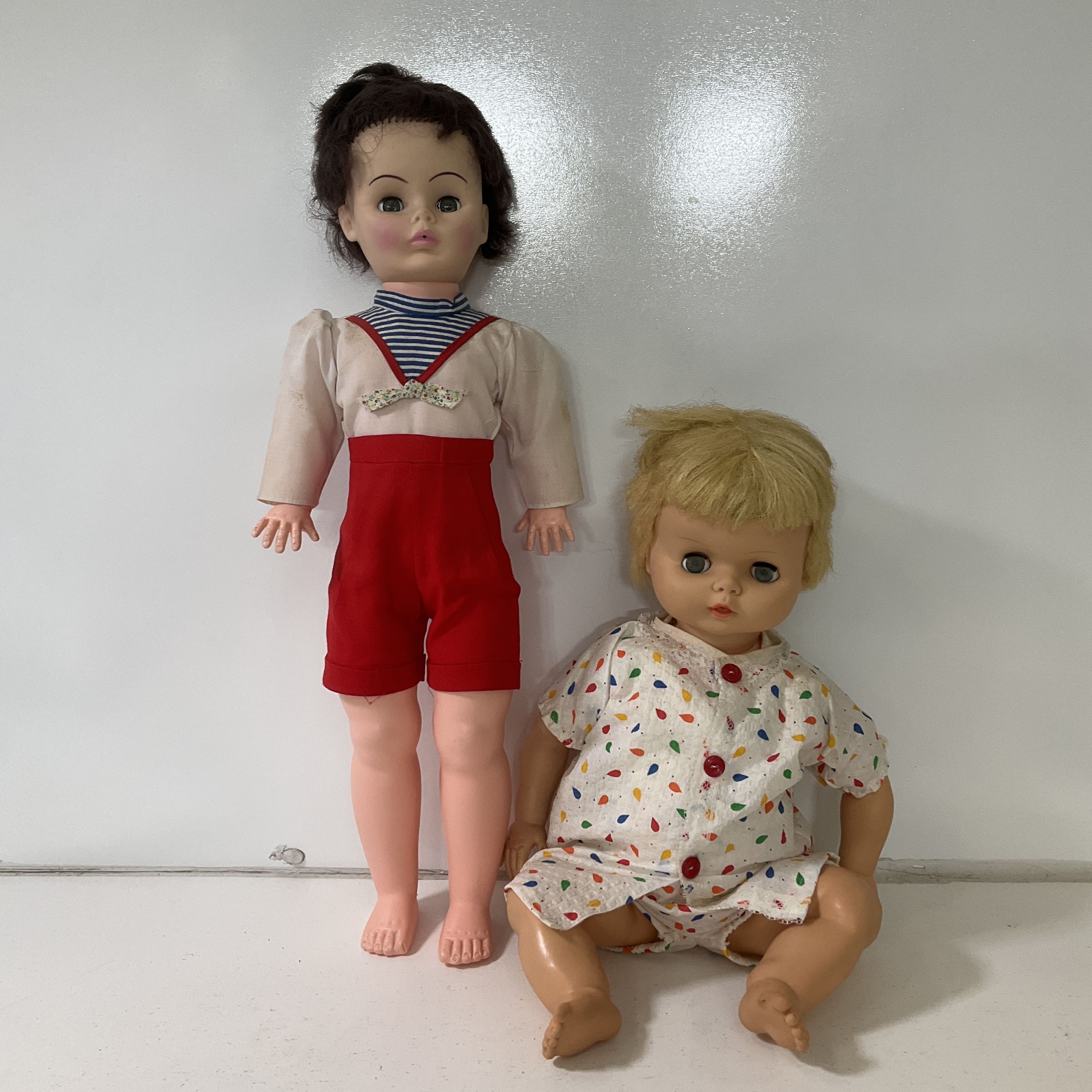Vintage 1970s LVTF Doll & Unbranded Doll Lot 2 Sleep Eyes 24 in & 19 in