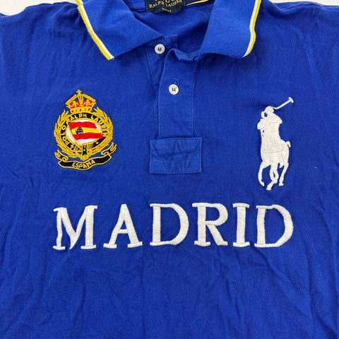 Polo Ralph Lauren Men's Blue Madrid Big Pony Slim Fit Crest Polo Shirt Sz L