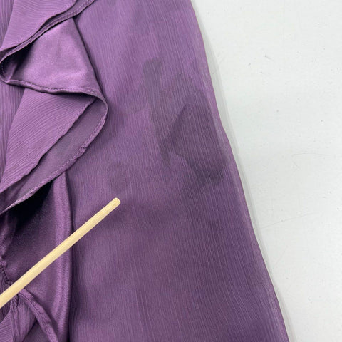 Davids Bridal Purple Strapless Crinkle Chiffon Ruffle Formal Gown Womens