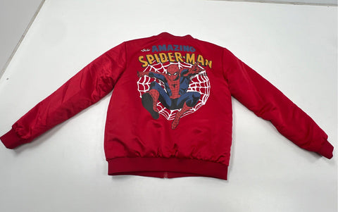 Marvel Mens The Amazing Spider-Man Red Full Zip Bomber Jacket Graphic Patch Sz S