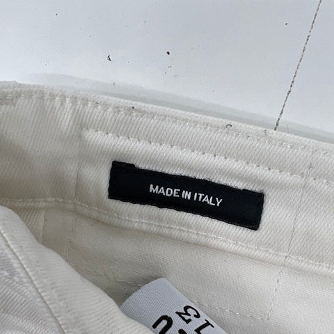 R13 Women's Boy Skinny Jeans White Denim Made in Italy Size 26