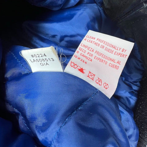 Vintage 90s G-III NFL Men's NY Giants Leather Suede Bomber Jacket Black Blue M