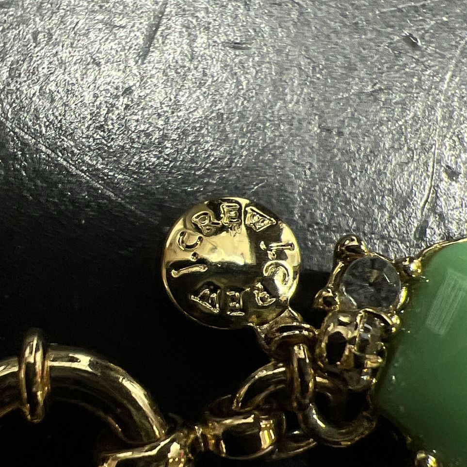 J Crew Gold & Green Tone Earrings and Bracelet Set
