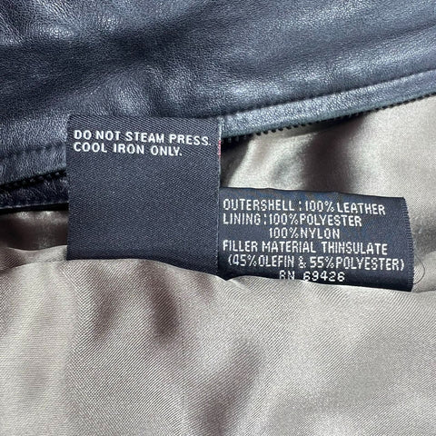 Vintage Y2K Wilsons Leather Black Thinsulate Lined Full Zip Jacket Men's M