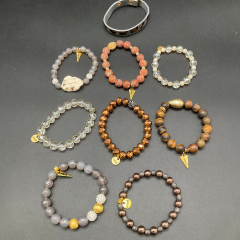 Erimish Bracelet Jewelry Lot of 9 Stackable Boho Beaded Cuff Leopard Print