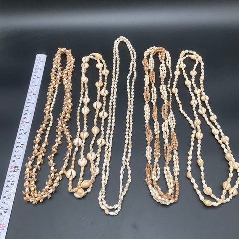 Vintage Shell Necklace Lot of 5 Cowrie Rice Shell Island Beach Jewelry