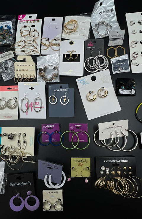 Paparazzi Tahari Claire's Fashion Costume Jewelry Lot 40+ Hoop Stud Earrings