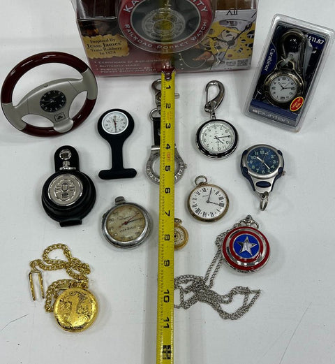 Pocket Watch & Fob Watch Lot of 13 Captain America Railroad Novelty Timepieces