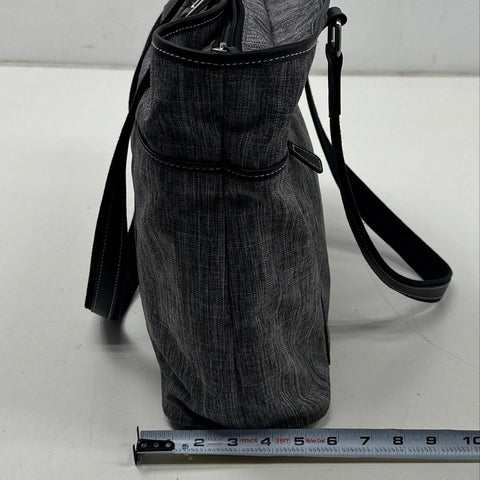 Clark & Mayfield Grey Canvas Laptop Tote Bag Black Trim Large Work Travel