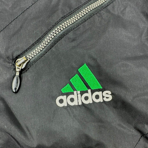 Vintage 90s Adidas 1/4 Zip Windbreaker Jacket Black Green Mesh Lined Sz XL