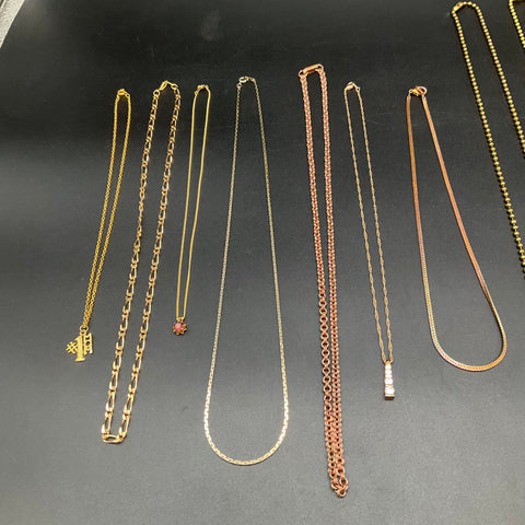 Fashion Necklaces Lot of 15 Gold Silver Rose Tone Chains Pendants Costume