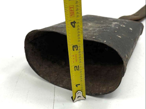 Vintage Antique Rustic Metal Farm Cowbell with Leather Strap Large Black