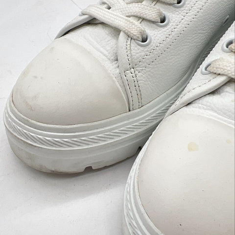 Woolrich White Pebbled Leather Platform Sneakers VI-LITE Sole Size 8.5