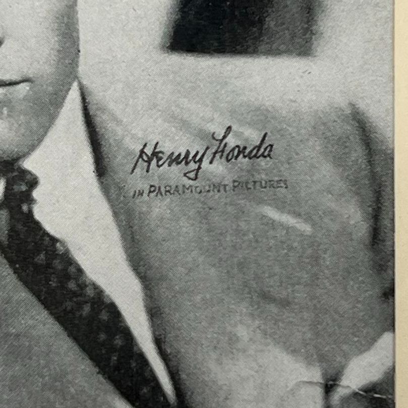 Collectible Old Hollywood Paramount Henry Fonda Vintage Photograph Behind Glass