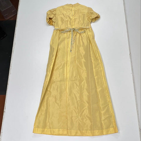 Sylvia Ann Women's Vintage 70s Yellow Maxi Dress Empire Waist Puff Sleeve XS