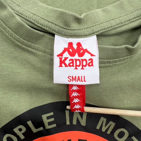 Kappa T-Shirt People In Motion Big Logo Graphic Green Sz Small