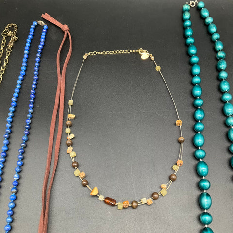 Vintage to Modern Costume Jewelry Lot 10 Necklaces Shell Beaded Millefiori