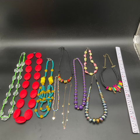 Fashion Costume Jewelry Lot of 10 Beaded Statement Necklaces Various Styles